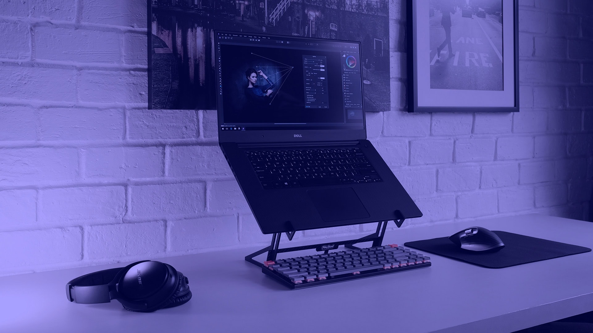 Modern laptop computer with duotone styling